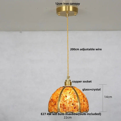 DecorBites™ Crystal Glass LED Pendant Lamp with Adjustable Copper Socket for Modern Luxury Décor