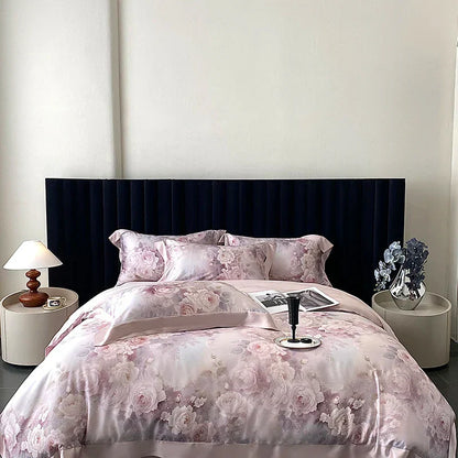 DecorBites™ Eucalyptus Fiber Flowers Print Bedding Set - Soft Silky Cool Feel