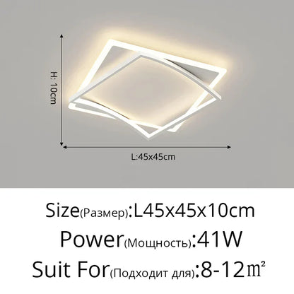 DecorBites™ Geometric Square LED Ceiling Light with Remote Control for Study Living Room Bedroom