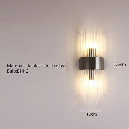 DecorBites™ Crystal LED Wall Lamp Stainless Steel Sconces for Bedroom Dining Room