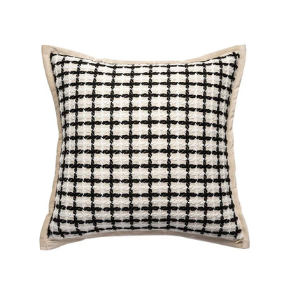 DecorBites™ Geometric Line Embroidered Suede Pillowcase for Sofa Bed Living Room