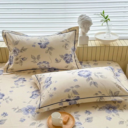 DecorBites™ Cooling Cotton Flower Print Bed Cover Matress Protector