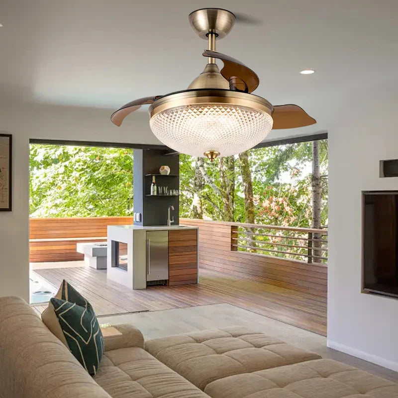 DecorBites™ Copper Bronze Ceiling Fan Light Remote Control 6-speed Reversible Silent Design