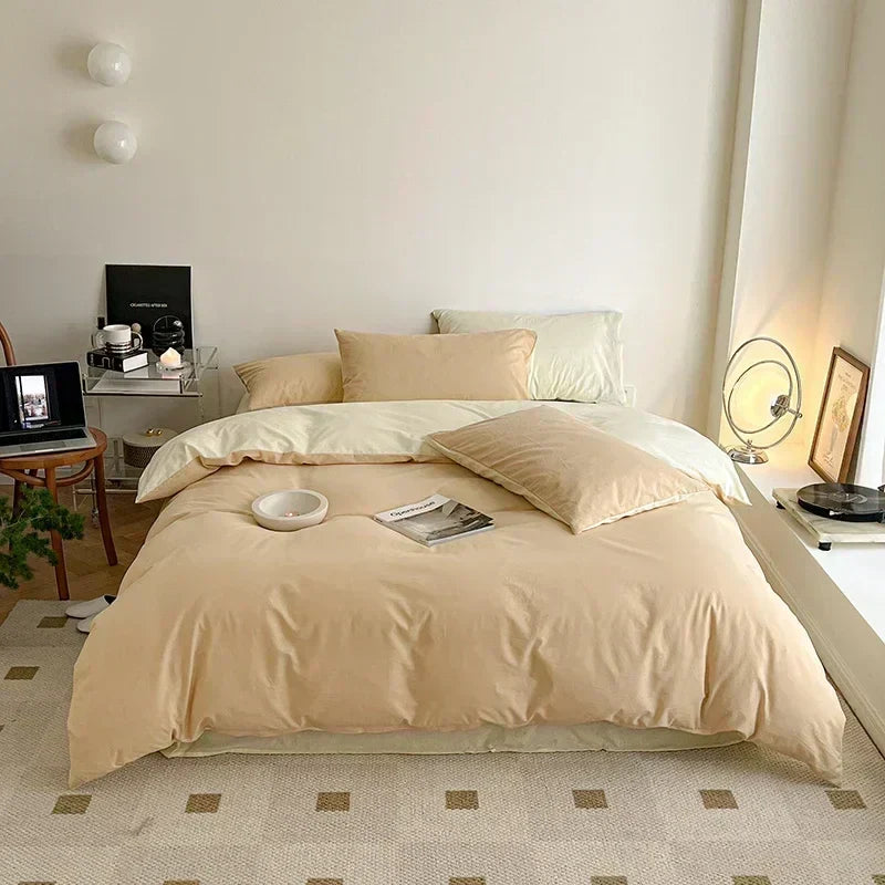 DecorBites™ Cotton Queen Bedding Set: Duvet Cover, Sheets, Quilt Cover, Pillow Covers -Soft & Comfortable