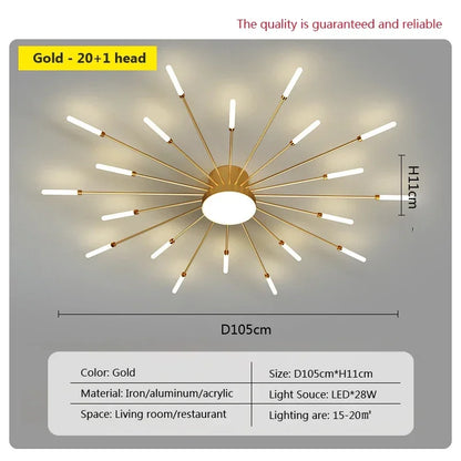 DecorBites™ Acrylic Sunflower Ceiling Lamp in Brushed Antique Gold