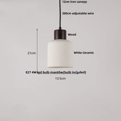 DecorBites™ Clear Glass LED Pendant Light Fixture Wood Hanging Lamp