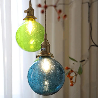 DecorBites™ Bubble Glass Ball LED Pendant Lamp with Copper Knob Switch - Nordic Modern Home Decor