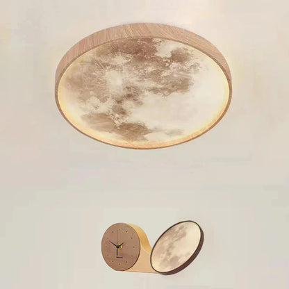DecorBites™ LED Moon Wood Ceiling Light 26/34CM Walnut Decor - Bedroom Living Room Home Illumination