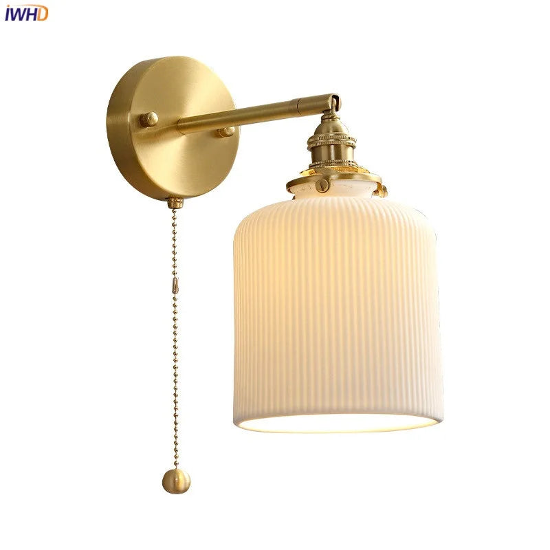 DecorBites™ Ceramic LED Wall Sconce: Modern Copper Indoor Luminaria for Bedroom, Mirror, Stairway