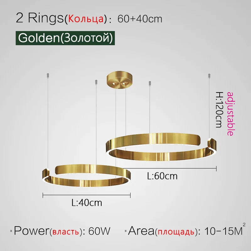 DecorBites™ LED Ring Chandelier for Home Decor - Modern Nordic Style Lighting