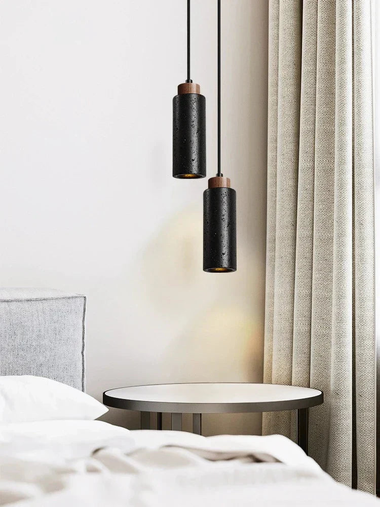DecorBites™ Black Stone Bedside Chandelier, Modern Nordic Design, E27 LED Pendant Lamp