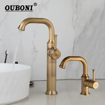 DecorBites™ Antique Brass/Oil Rubbed Bronze Bathroom Faucet Deck Mount Single Handle Mixer Tap