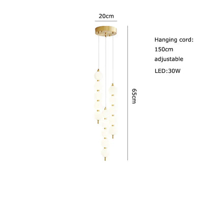 DecorBites™ Art Deco LED Glass Pingpong Pendant Light in Gold Chrome Black.