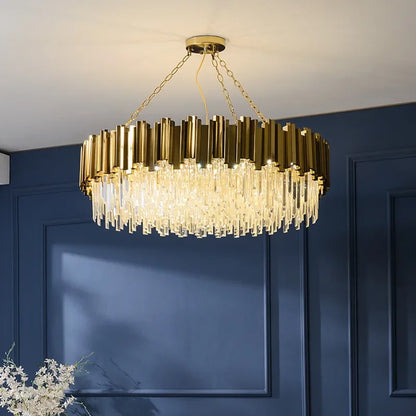 DecorBites™ Gold Crystal LED Pendant Lights for Dining Room - Stunning Indoor Suspension Fixtures