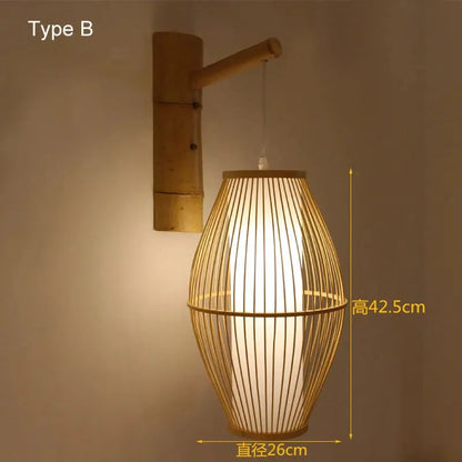 DecorBites™ Bamboo Wall Lights: Retro Hand-woven Luminaire for Bedroom, Corridor, Hotel, Restaurant Decor