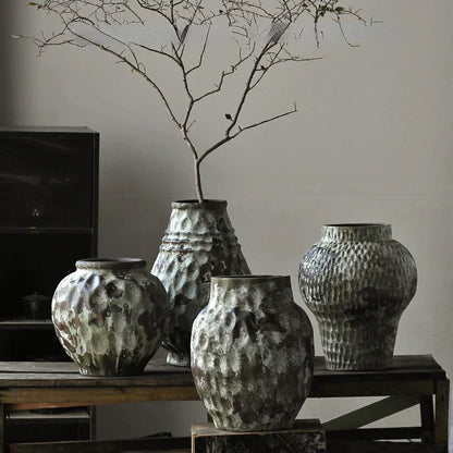 DecorBites™ Coarse Pottery Vase Chinese Retro Porcelain Floral Arrangement Home Decor