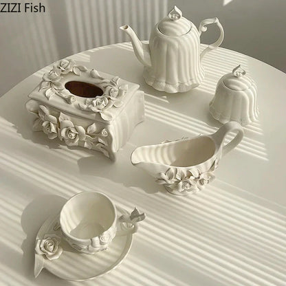 DecorBites™ Camellia Flower Ceramic Tissue Box - Modern Home Decor
