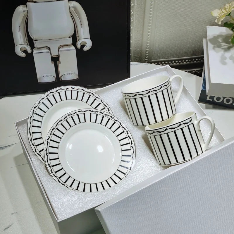 DecorBites™ Bone China Coffee and Tea Cup Set with Saucer, Teaware, Dessert Dish