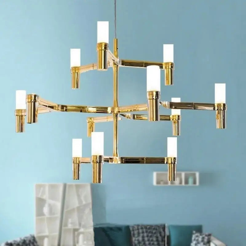 DecorBites™ Crown Major Chandelier G9 Luxury Foyer Chandelier, White Gold, Chrome Metal