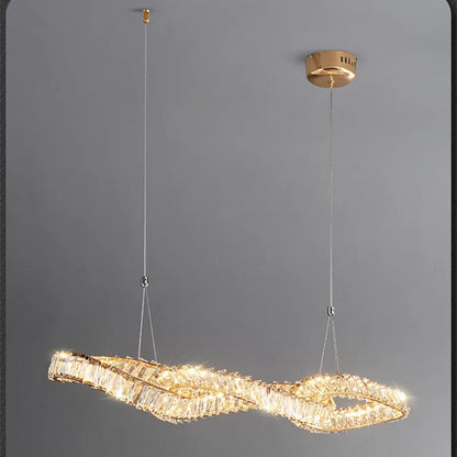 DecorBites™ Gold Metal Crystal Pendant Light Luxury Dimmable LED Hanging Lamp