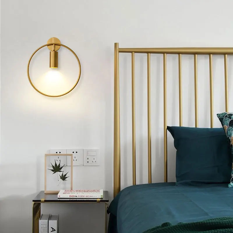 DecorBites™ Brass Gold Ring Adjustable LED Wall Sconce Light for Home Hotel Corridor