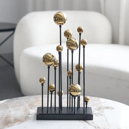DecorBites™ Geometric Golden Ball Ornaments - Abstract Metal Decorations