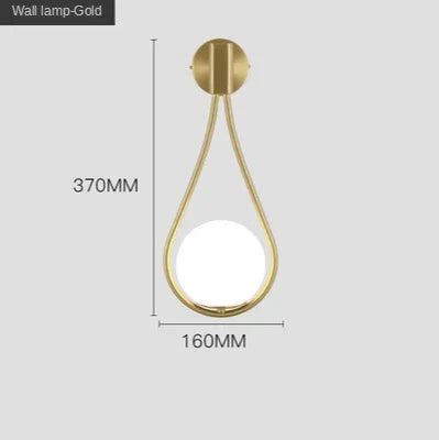 DecorBites™ Glass Ball Golden LED Wall Lamp for Living Bedroom, Minimalist Nordic Design