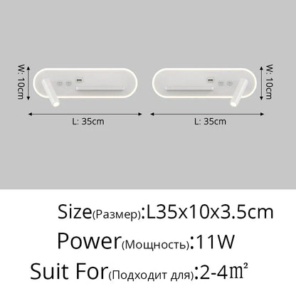 DecorBites™ Bedside Wall Lamps with Switch, USB Port, Wireless Charging for Home Bedroom