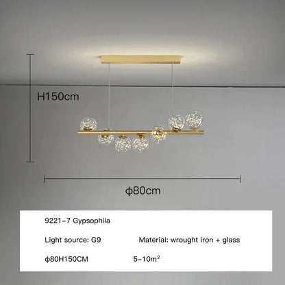 DecorBites™ Glass Ball G9 LED Ceiling Chandelier for Living Dining Kitchen Decor