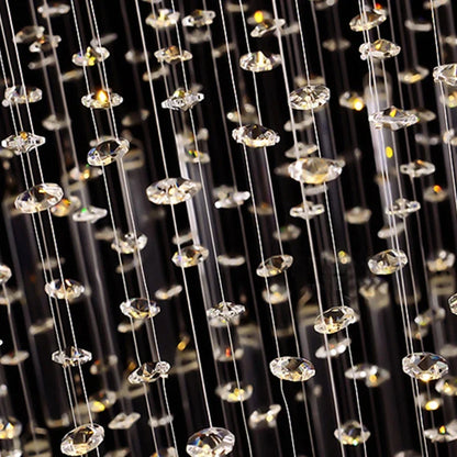 DecorBites™ Crystal Column Chandelier: Modern Square Base Hanging Lamp for Living Room, Stair Loft