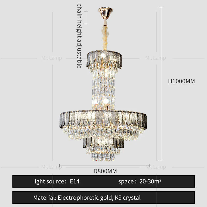 DecorBites™ Crystal Chandelier: Postmodern Multi-layer Luxury for Living Room, Hotel Lobby, and Villa