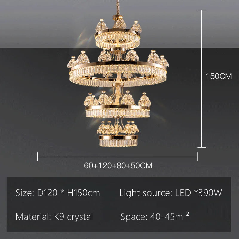 ™ Luxe Crystal Ceiling Chandelier - Elegant Home Decor Hanging Light for Living Room