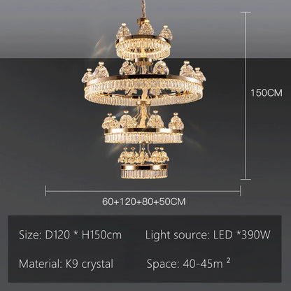 ™ Luxe Crystal Ceiling Chandelier - Elegant Home Decor Hanging Light for Living Room