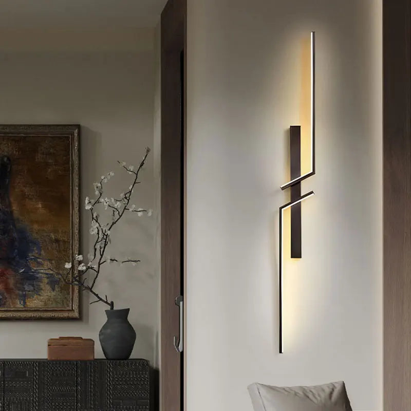 DecorBites™ Black Gold LED Wall Lights: Modern Wall Sconce for TV Background, Bedroom, Stairs