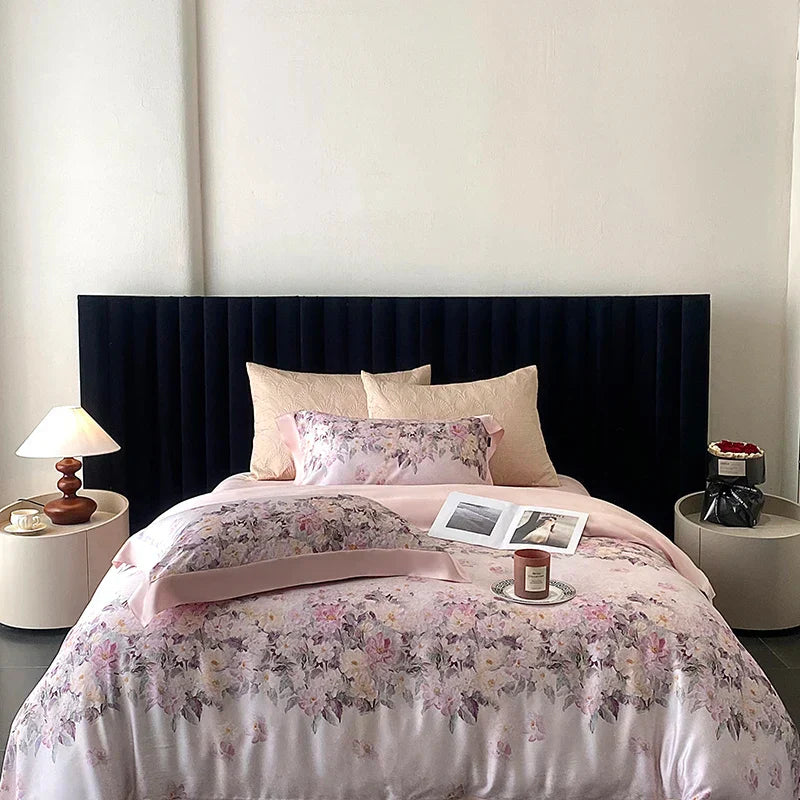 DecorBites™ Eucalyptus Fiber Flowers Print Bedding Set - Soft Silky Cool Feel