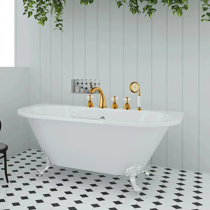 DecorBites™ Gold Crystal Brass Bathtub Faucet Set with Hand shower Head