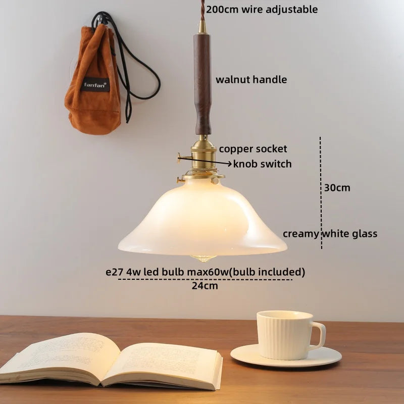DecorBites™ Ceramic Walnut Copper LED Pendant Light Chandelier for Bedroom Living Room
