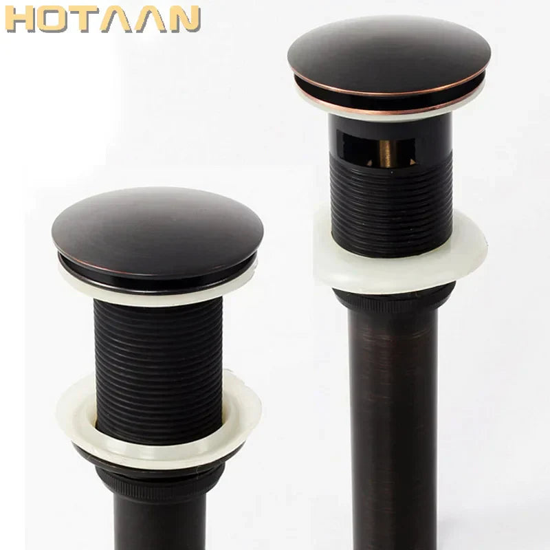 DecorBites™ Brass Pop Up Sink Drain - Antique Brass Gold Black Bathroom Basin Waste