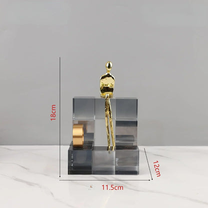 DecorBites™ Geometric Stair Crystal Ornament Metal Gold Sculpture
