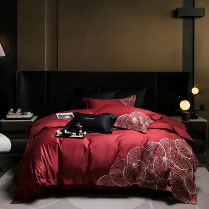 DecorBites™ Embroidered Egyptian Cotton Bedding Set - Queen/King, Luxury Bed Sheet & Pillowcases
