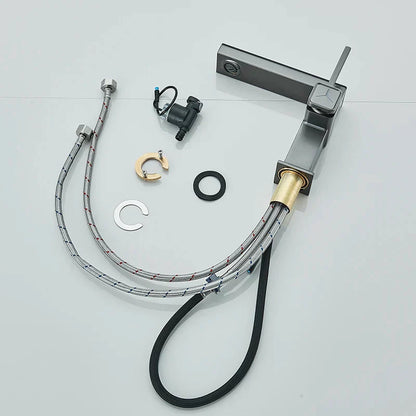 DecorBites™ Gun Grey Digital Display Basin Faucet: Modern Black Bathroom Sink Tap with Temperature Display