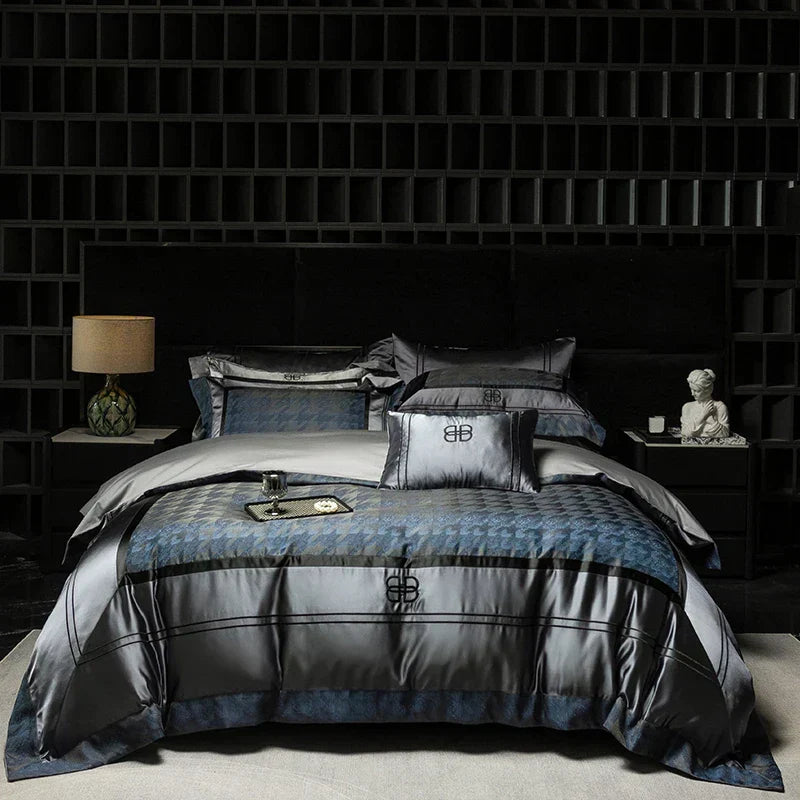 ™ Luxe Brocade Jacquard Bedding Set with Egyptian Cotton & Embroidery