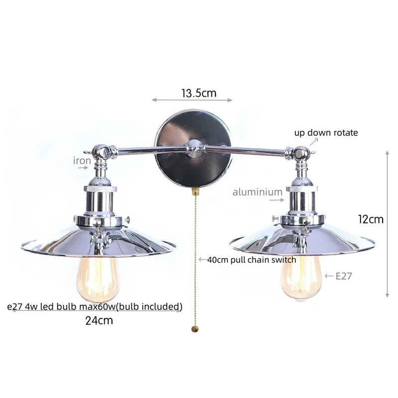 DecorBites™ Dual Head Pink LED Wall Light for Bedroom Decor & Hotel Industrial Style