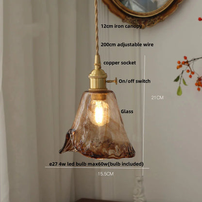 DecorBites™ Amber Glass LED Pendant Lamp with Adjustable Wire for Dining Room and Kitchen