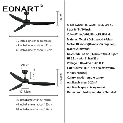 DecorBites™ 60" Modern DC Ceiling Fan with LED Light and Remote Control