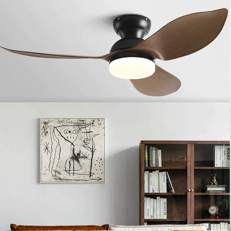 DecorBites™ 48" Black Low Floor Ceiling Fan with Modern Design and LED Light