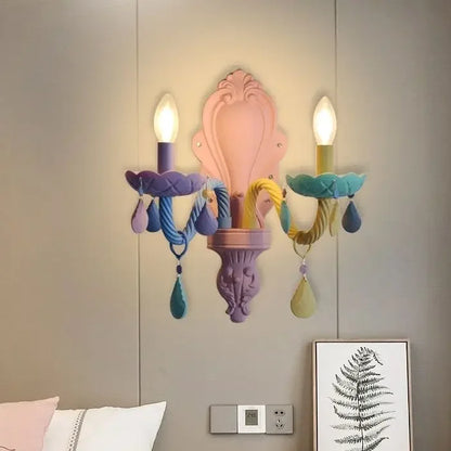 DecorBites™ Crystal Chandelier Kids Bedroom Rainbow Candle Light Fixture