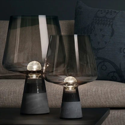 DecorBites™ Leimu Cement Table Lamp - Modern Industrial Glass Desk Light