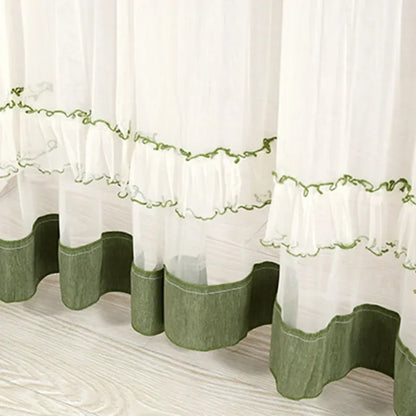 DecorBites™ Lace Embroider Anti-Mosquito Net Door Curtains - Pleated Design for Light and Air Flow