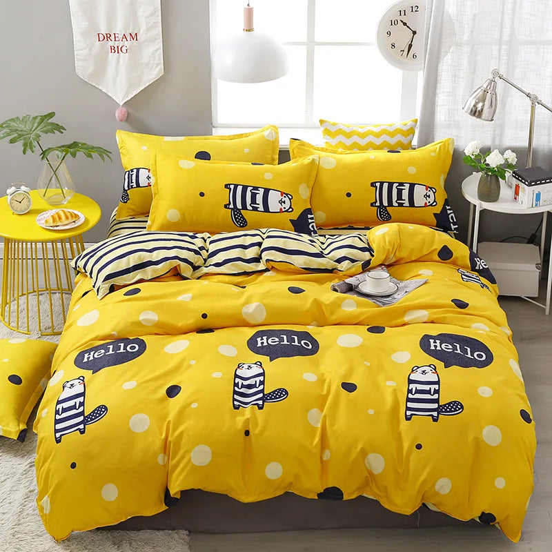 DecorBites™ Cartoon Printed Bedding Sets - Soft Quilt Cover Kit for All Seasons